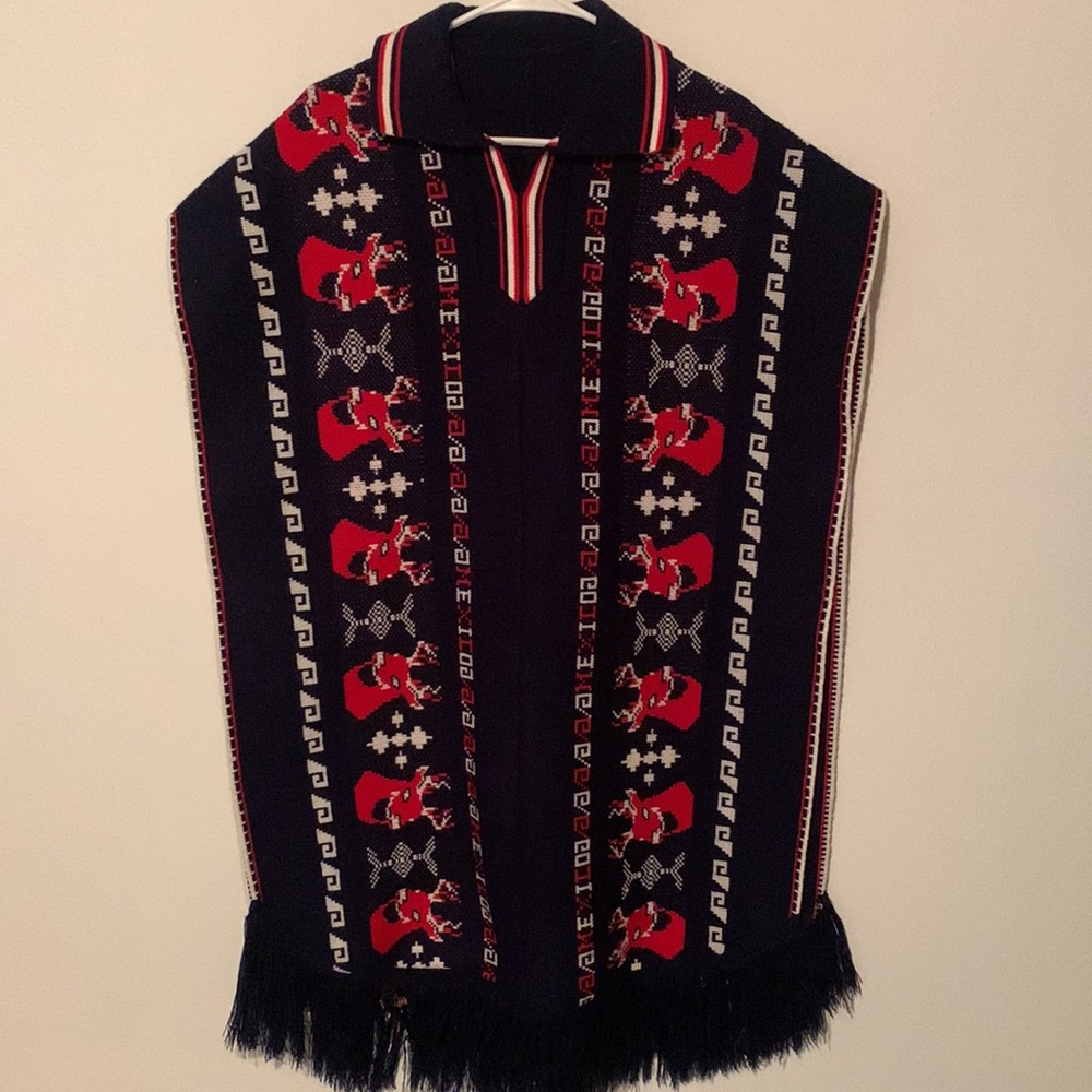 Nomad Vintage Free People Reindeer Knit Poncho NWOT